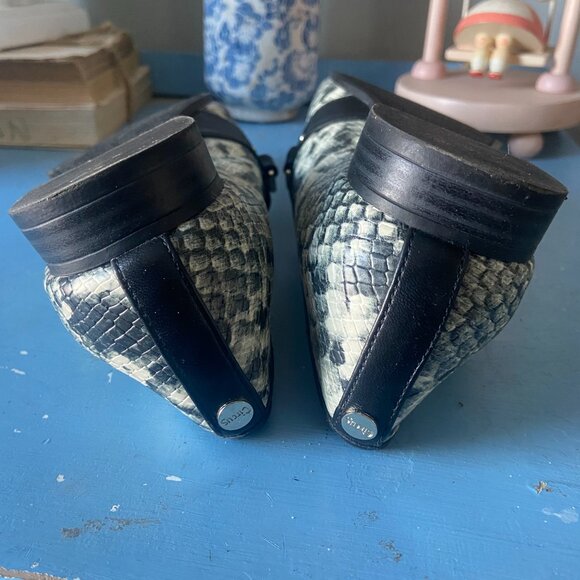 CIRCUS by SAM EDELMAN Women's US8.5 Blk & Wht Leather Snakeskin-embossed Loafer - Picture 7 of 7